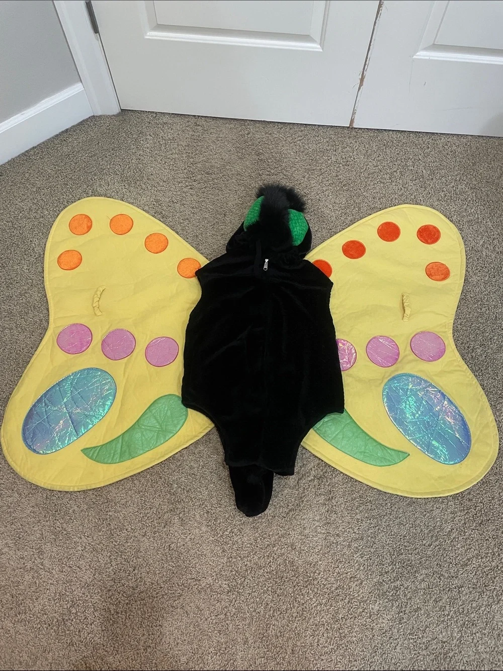 Kids Yellow Butterfly Costume with Black Bodysuit and Hood- Costco